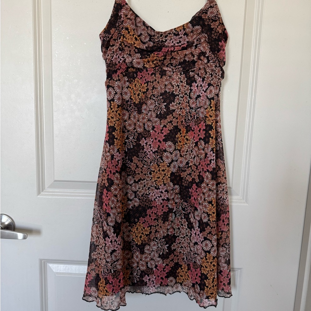 Floral Sleeveless Dress - Pink, Orange, Black